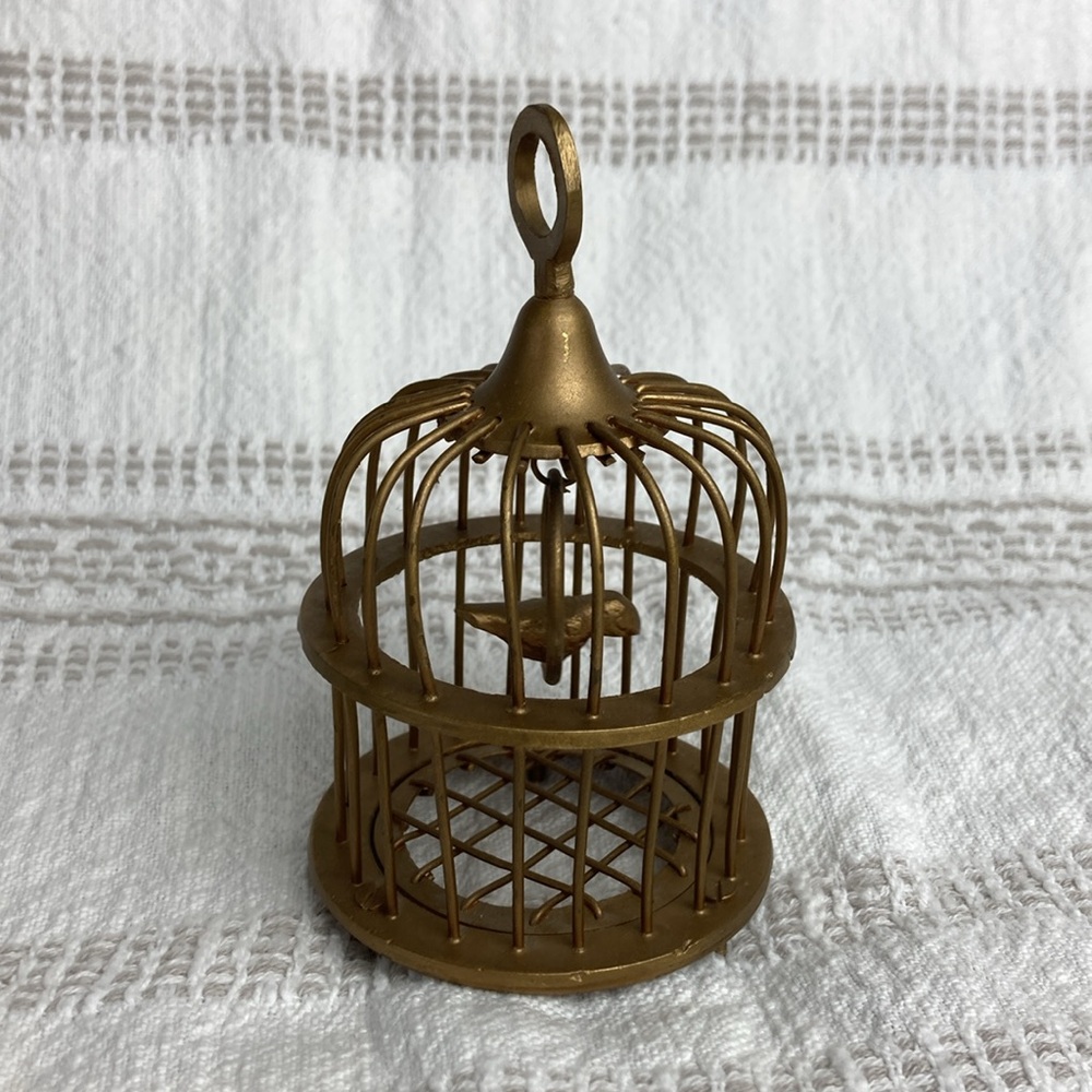 Solid Brass Birdcage Hanging Figure